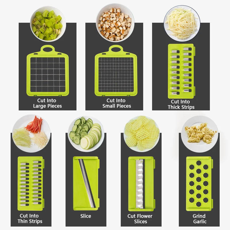 Picador de Legumes  Multifuncional  para Cozinha / De 14 em 1 ou de 16 em 1