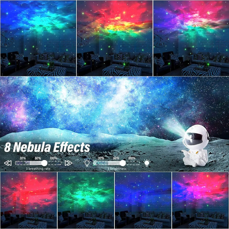 Projetor Astronauta Luz LED Galáxia Estrela Nebulosa com Controle Remoto