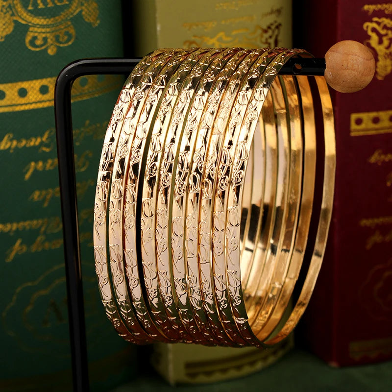 pulseiras de Metal  banhadas a ouro esculpido flor em camadas manguito luxo / Noiva jóias