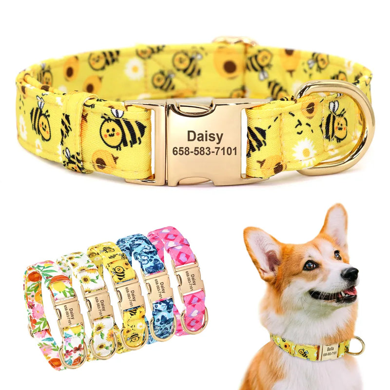 Coleira de Nylon para Cães, com estampa e personalizada