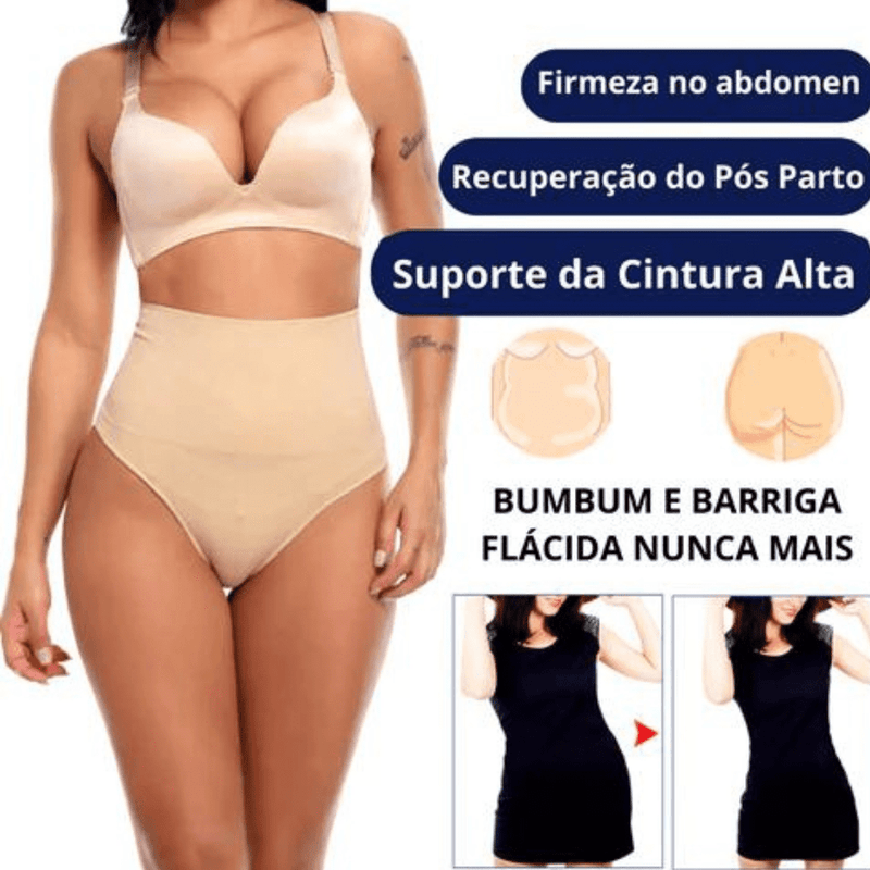 Calcinha Modeladora Fio Dental Cintura Alta